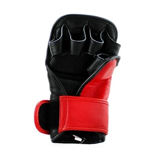 Premium Quality Custom Twin <b>Red</b> Black MMA Gloves Leather Plastic Lightweight for Outdoor Training Muay Thai Sparring Workout - Product Image 2