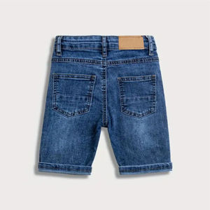 Shorts Bermuda en jean délavé taille mi-haute pour homme, style décontracté en toile de coton bleue avec braguette boutonnée, prix abordable - Product Image 3