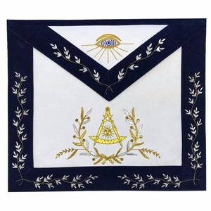 Tablier de Maître Ancien de la Loge Bleue - Broderie à la main en or et argent, Régalia Maçonnique Premium, Tablier Cérémoniel de Loge Franc-Maçon - Product Image 1