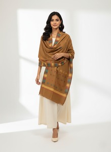 Écharpe en laine tissée à carreaux pour femme, usage quotidien, style ethnique, couleur unie, respirante, avec franges, design chaud, Inde Pakistan - Product Image 2