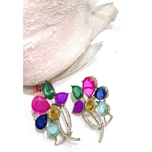 Encantadores Pendientes de Botón con Forma de Flor y Cristales de Estrás, Aleación Chapada en Oro, Joyería de Estilo Bohemia para Mujer, para Fiestas - Product Image 4