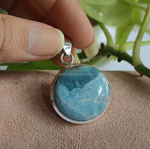 Colgante de Plata de Ley 925, joyería hecha a mano, colgante de piedras preciosas originales, colgante delicado, regalo para mujer, joyería Larimar para ella - Product Image 2