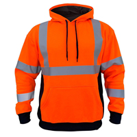 Sweat à capuche de sécurité haute visibilité TriPro Sports en coton orange, vêtement de travail réfléchissant, veste uniforme à capuche pour la construction