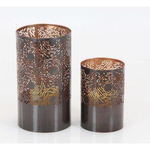 Decorative Black Iron <b>Lantern</b> <b>Candle</b> <b>Holder</b> With Gold Floral Pattern Heat Resistant Home Decoration - Product Image 4