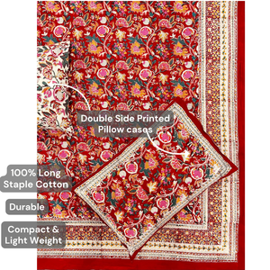 Parure de lit 3 pièces en coton imprimé à la main de Jaipur, taille King, teintures non toxiques, douce, respirante, écologique, 200 fils, lavable en machine - Product Image 4