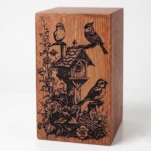 Banc de jardin en bois personnalisé de style américain, urne gravée au laser, souvenir commémoratif pour cendres funéraires, durable et écologique - Product Image 5