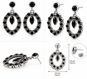 Boucles d'oreilles pendantes fantaisie en laiton plaqué argent oxydé avec serti clos et turquoise pour femme, classiques, pour anniversaire, vente en gros, fournisseur en vrac - Product Image 5