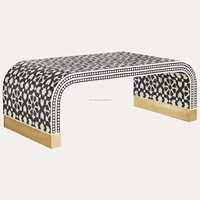 Conception scénarisée Incrustation d'os Meubles de salon Motif géométrique Table basse Artisanat artistique Meubles décoratifs pour la maison