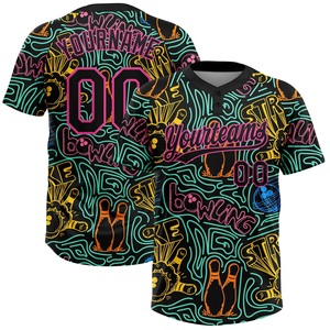 เสื้อโบว์ลิ่งแบบกำหนดเอง พิมพ์ลายเต็มตัว คอวี แขนสั้น ซับเหงื่อได้ดี เสื้อทีมซอฟต์บอลสำหรับผู้ใหญ่ ใส่ได้ทุกฤดู - Product Image 1