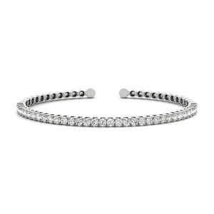 กำไลข้อมือทองคำขาวประดับเพชรแล็บโกรว์แบบเปิด - Product Image 2