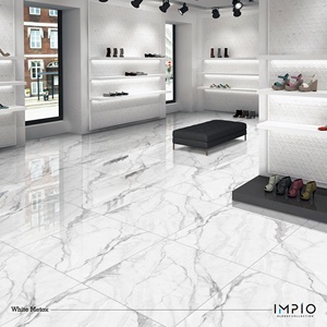 Carrelage de sol en porcelaine émaillée naturelle entièrement polie 600x600 pour la salle à manger Carrelages de sol blanc aspect marbre émaillé poli - Product Image 4