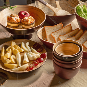 Ensemble de bols en bois jetables de taille personnalisée ustensiles de cuisine vintage écologiques et durables pour les fêtes à la maison bols à salade OEM - Product Image 2