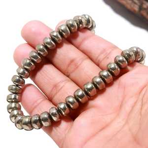 สร้อยคอประดับลูกปัดไพไรต์สีทองธรรมชาติ ทำด้วยมือ เครื่องประดับพลอยหายาก สร้อยคอไพไรต์สุดหรู งานประดิษฐ์เครื่องประดับไพไรต์ ขายส่ง - Product Image 2