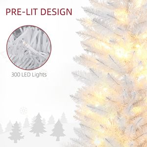 "8ft Slim Realistic Branches Pre-Lit Christmas <b>Tree</b> with Warm White <b>LED</b> Lights for Home Decor" - Product Image 5