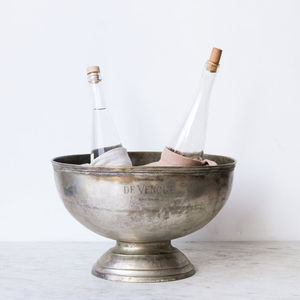 Seau à champagne moderne en acier inoxydable poli, seau à glace, refroidisseur à vin, bol à punch avec base sur pied pour bar et fournitures de fête - Product Image 5