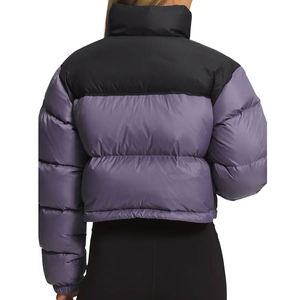 Women's <b>Short</b> Quilted Winter <b>Jacket</b> with Detachable Collar Logo Front Zipper Closure 100% Polyester - Product Image 2