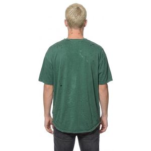 เสื้อยืดวินเทจผู้ชายสไตล์ดิสเทรส ผ้าฝ้าย 100% แขนสั้น ซักแล้ว แต่งรอยขาดแบบยกสูง สไตล์ลำลอง สตรีทแวร์ - Product Image 2