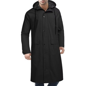 <b>Men's</b> <b>Long</b> Hooded Down <b>Coat</b> Waterproof Casual Outerwear Black Straight Fit Thick Polyester rain <b>coat</b> - Product Image 1