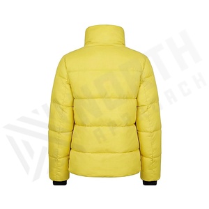 Veste matelassée jaune pour femme, coupe-vent d'hiver, col montant, manches longues, rembourrage en polyester, longueur normale, fermeture éclair - Product Image 2