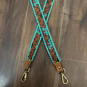 Nouveau Vintage Floral & Cactus cuir usiné à la main élégant sangles faites à la main pour sacs bracelet en cuir véritable avec boutons-pression en laiton Antique - Product Image 6