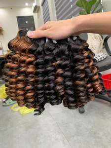 100% vietnamien Remy Extension de cheveux humains profonde bouclés printemps perruque non traitée Jerry Curl trame unique 14-20 pouces longueur étirée - Product Image 6