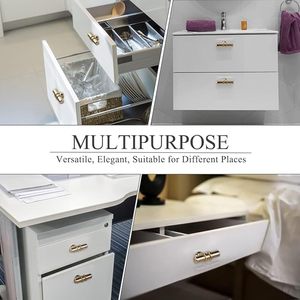 Perillas y tiradores cilíndricos con acabado dorado para gabinetes de cocina, armarios, cajones, puertas de muebles, juego de 2 - Product Image 3
