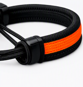 Bracelet de poignet en nylon réglable sur mesure, noir avec bande orange, cordon de sécurité pour raquette de padel, léger et durable - Product Image 3