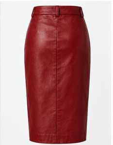 Premium Quality <b>Women</b>’s Burgundy <b>Leather</b> Lace-Up <b>Skirt</b> with Pockets - Product Image 3