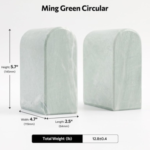 Minimalist Marble Bookends Set Of 2 Light Green Stone Bookends With Curved Design For Modern Home Decor - Product Image 2