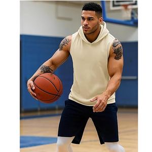 Men Hooded Sleeveless <b>Tank</b> <b>Top</b> Solid Color Quick Dry Knitted Fitness Wear Casual Sport Vest - Product Image 4