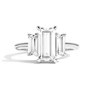 Bague de fiançailles en or massif 14 carats avec 3 diamants taille baguette, 2,10 carats, certifiée IGI, cultivée en laboratoire, style Art Déco moderne, pour femme, vente en gros - Product Image 3