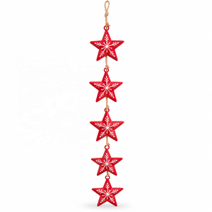 Pendentif mural étoile à cinq branches en fer peint avec motifs linéaires ivoire pour les célébrations hivernales et les intérieurs hôteliers - Product Image 1