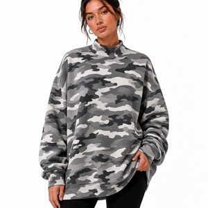 Suéter de Cuello Alto Extra Grande para Mujer, Estilo Otoñal, Estampado de Leopardo, Manga Larga, Tejido de Punto, con Bolsillos - Product Image 2