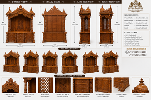 Fabricante de Templos de Madera de Teca en India, Templo de Madera Tallada de Diseño, Templo Marrón con Cúpula para el Hogar - Product Image 6