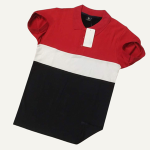 Men's Slim Fit Polo Shirt Custom Printed Color Blocked Polo Shirt Short Sleeve Knitted Casual Purple <b>Black</b> <b>White</b> <b>Stripe</b> Design - Product Image 6