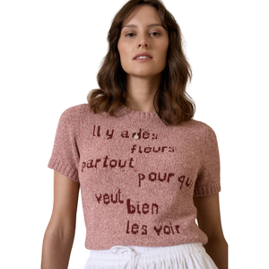 T-shirt en tricot texturé à motifs pour femme, manches courtes, col rond, décontracté, pour l'été, doux et extensible, style tendance, allure branchée - Product Image 3