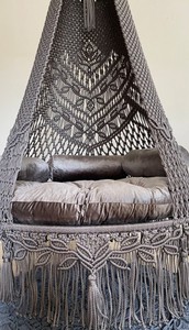 Silla Colgante de Macramé Marrón: Columpio Doble Boho para Patio - Product Image 4