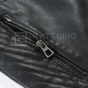 Chaqueta de cuero de hombre de alta calidad con logotipo personalizado con cuello levantado ropa de moda de estilo callejero - Product Image 4