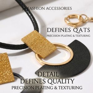 Matte Black Geometric Fan Jewelry Set 316L Stainless Steel Necklace Earrings - Product Image 6