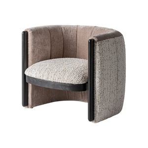 Fauteuil d'appoint contemporain en teck massif, chaise longue de luxe avec dossier incurvé, mobilier confortable pour l'hôtellerie - Product Image 1