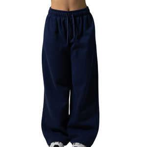 Women's Navy Blue Oversized Sweatpants with Elastic Waist Relaxed Fit Soft Fleece Jogger Pants Casual Gym Workout Lounge Active - Product Image 1