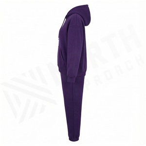 Conjunto Deportivo Unisex de 2 Piezas, Sudadera con Capucha y Pantalones Jogger, Color Sólido, Corte Holgado Informal, Largo Completo, Ropa de Otoño - Product Image 3