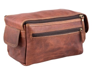 Trousse de Voyage Médicale en Cuir avec Compartiments Zippés, Sacs de Rangement Durables Marron Style Vintage Grande Capacité pour Hommes et Femmes - Product Image 3