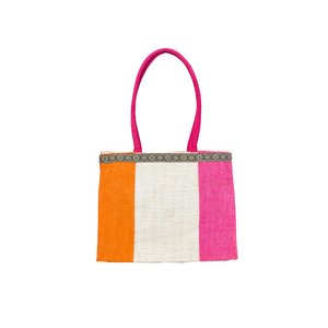 Sac en jute multicolore réutilisable, sac fourre-tout en fibre naturelle pour les courses, les voyages, les commandes en gros au meilleur prix - Product Image 1