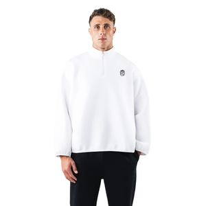 เสื้อสเวตเชิ้ตผู้ชายแบบซิป ¼ คอตั้ง ทรงโอเวอร์ไซส์ สวมใส่สบาย เหมาะสำหรับเล่นกีฬาและออกกำลังกาย รับผลิตแบบ OEM ขายส่ง - Product Image 1