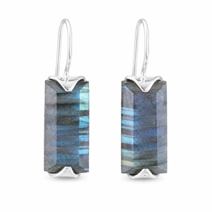 Boucles d'oreilles pendantes en argent sterling 925 faites à la main, forme goutte d'eau, labradorite, pierre précieuse naturelle à reflets bleus, boucles d'oreilles pendantes tendance, cadeau de mode - Product Image 1