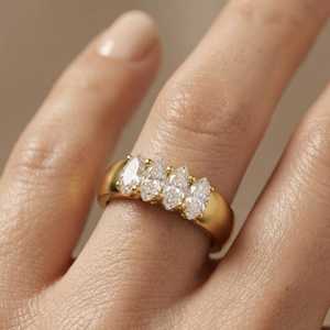 Luxury 0.30CT Each Marquise Cut Diamond Four Stone Ring For Women 18K Solid Gold Party Wishes <b>Gift</b> For <b>Friends</b> Her - Product Image 4