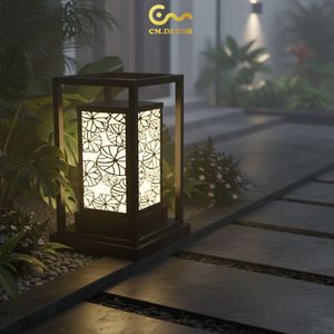Lampe de balise LED moderne pour allée de jardin extérieure, étanche, avec capteur de lumière, construction métallique pour villa DNT.004.10 - Product Image 2
