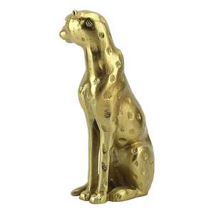 30.5cm H X 10cm W X 17cm L Golden Leopard Figurine Aluminum Handmade Eco-Friendly Modern Sculpture Tabletop Decor for Living - Product Image 3