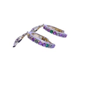 Joyería de Plata de Ley 925 Chapada en Oro para Bodas, Juego de Aretes con Múltiples Piedras Preciosas de Turmalina para Mujer - Product Image 4